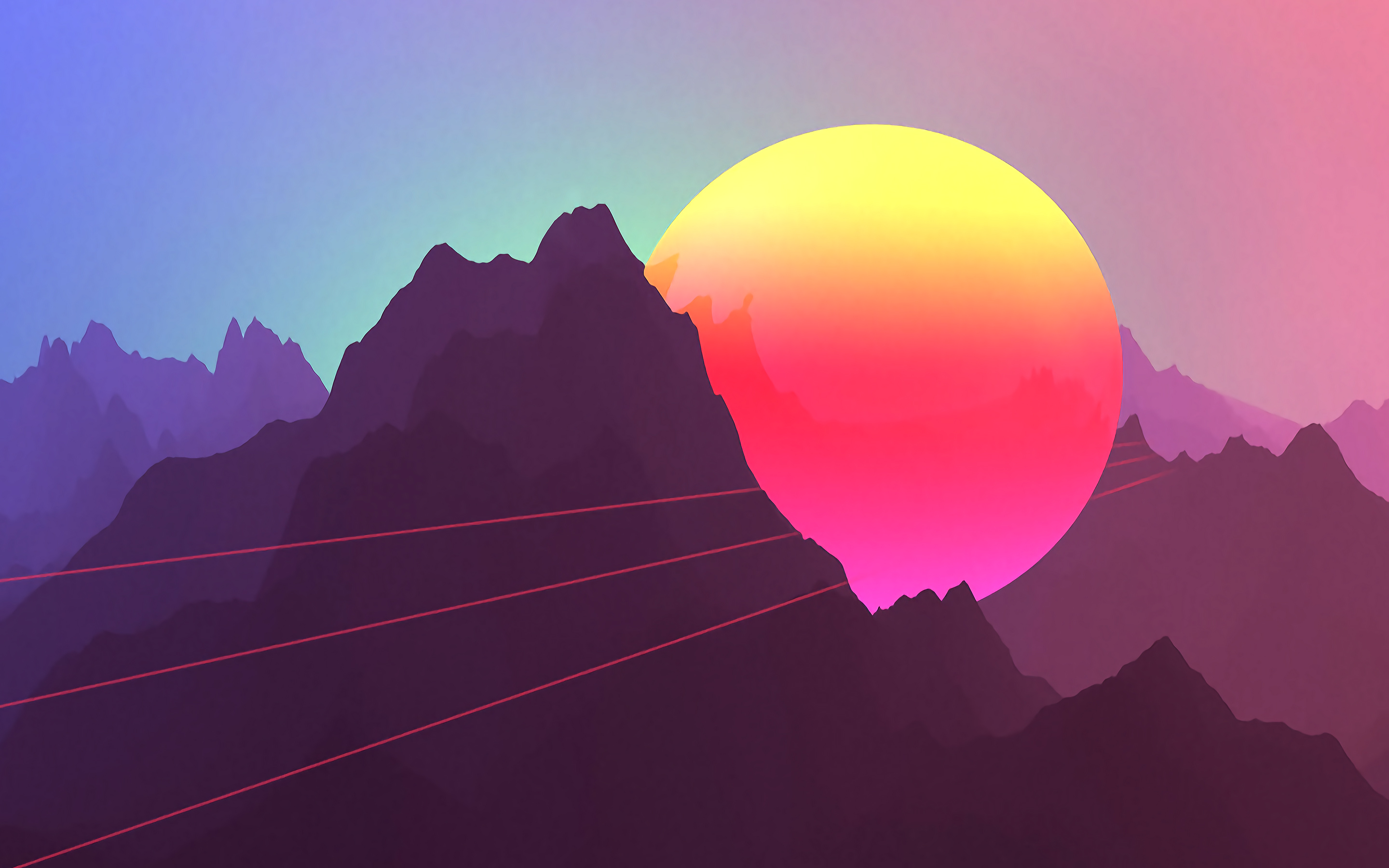 Neon Sunset Mountains 4K4035019831